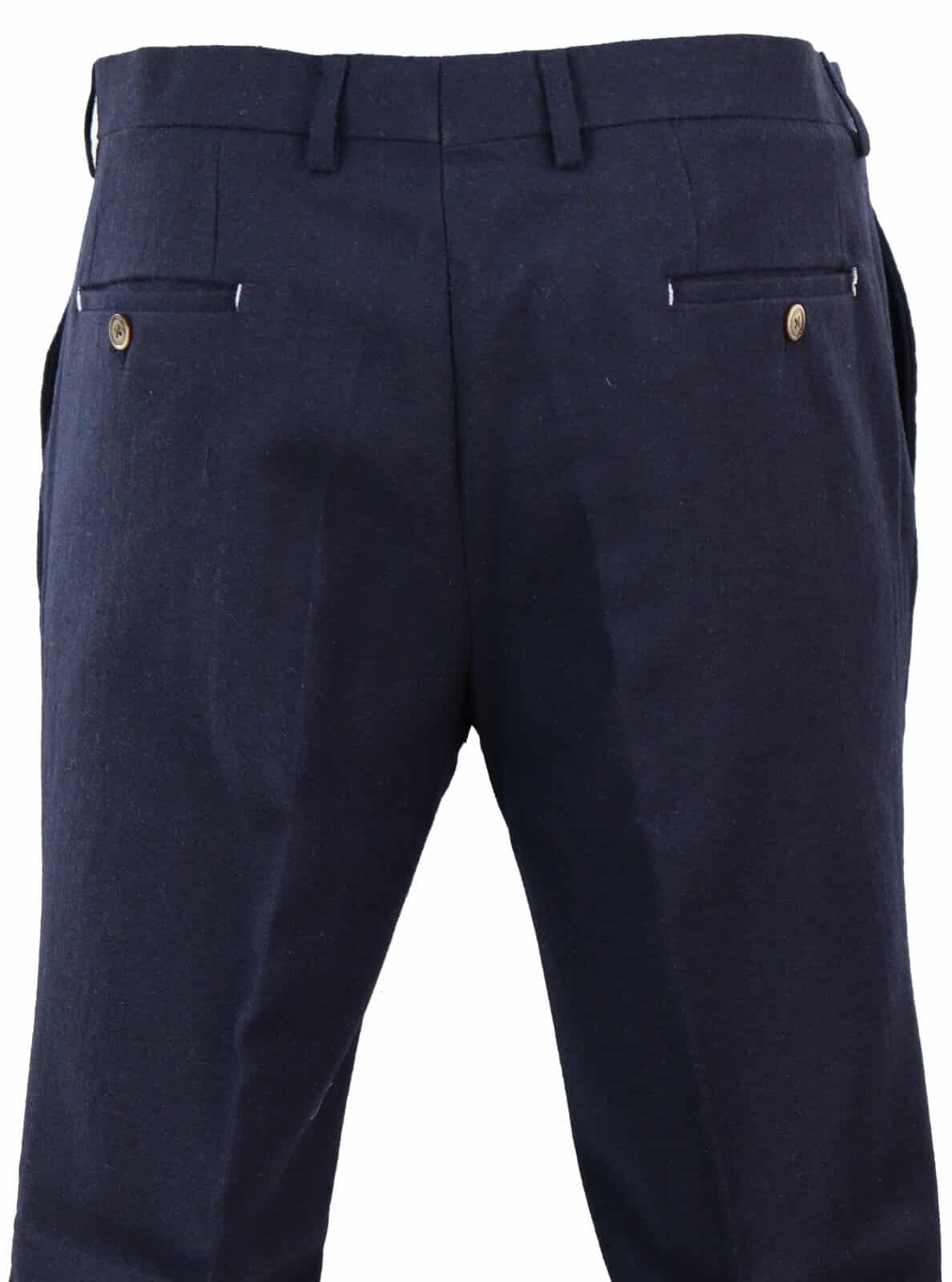 Vīriešu vintage tvīda uzvalka bikses - tumši zilas