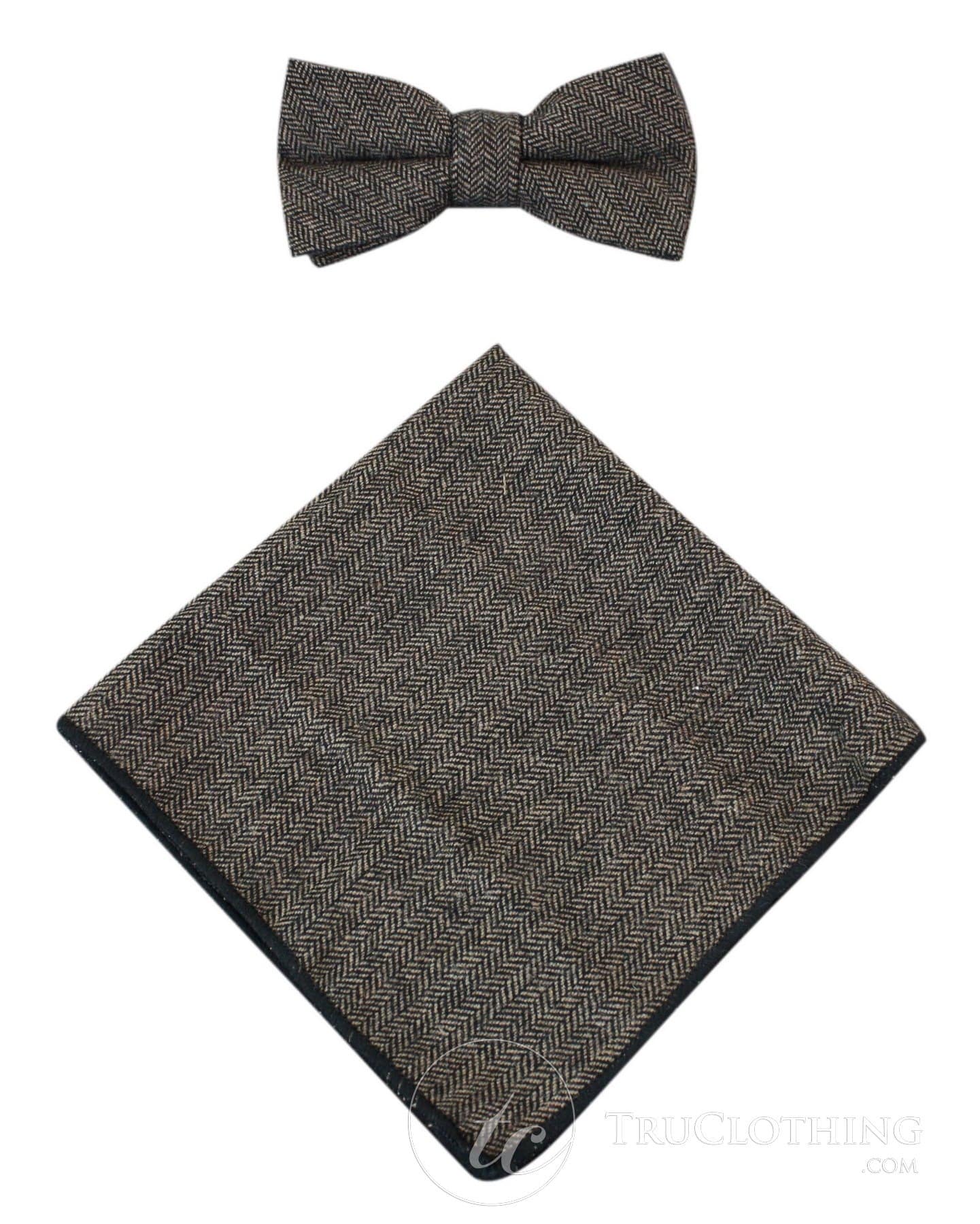Cavani Martez tauriņš - vīriešu tauriņš ar tvīda rakstu un rūtainu rakstu, kabatlakatiņš ar retro, vintage, klasisks, Peaky Blinders raksts