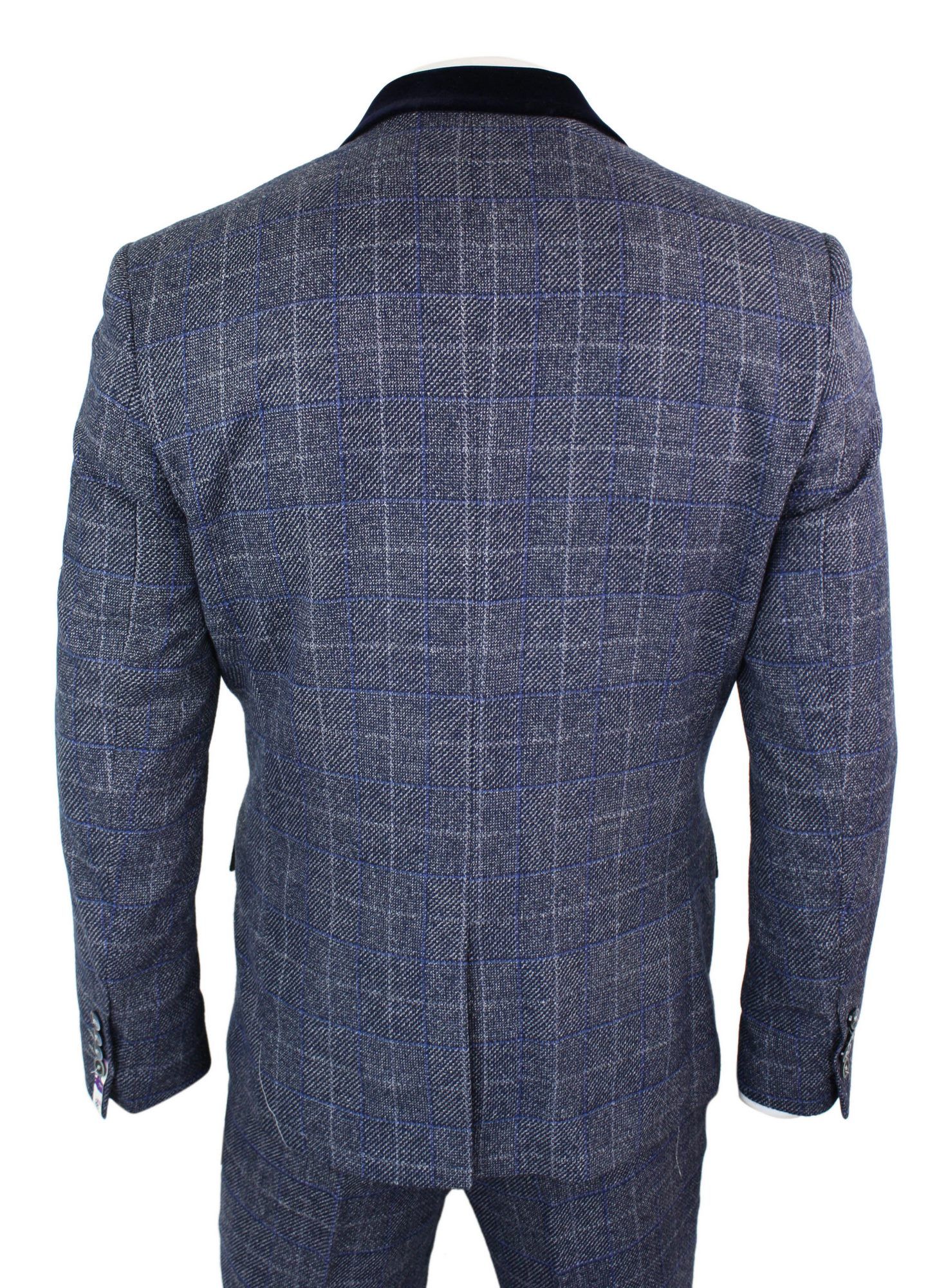 Cavani Miles - vīriešu zili tumši zils trīsdaļīgs tvīda uzvalks ar "Herringbone" rakstu, vintage Peaky Blinders, 1920. gadu retro raksts