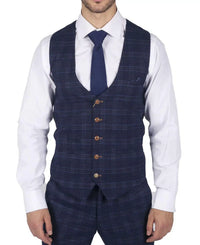 Vīriešu Marc Darcy zila rūtaina Velsas prinča veste, eleganta, ikdienas, pieguļoša, Chigwell