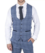 Vīriešu Marc Darcy gaiši zila tumši zila rūtaina veste, eleganta, ikdienas tvīda, pieguļoša, Clinton