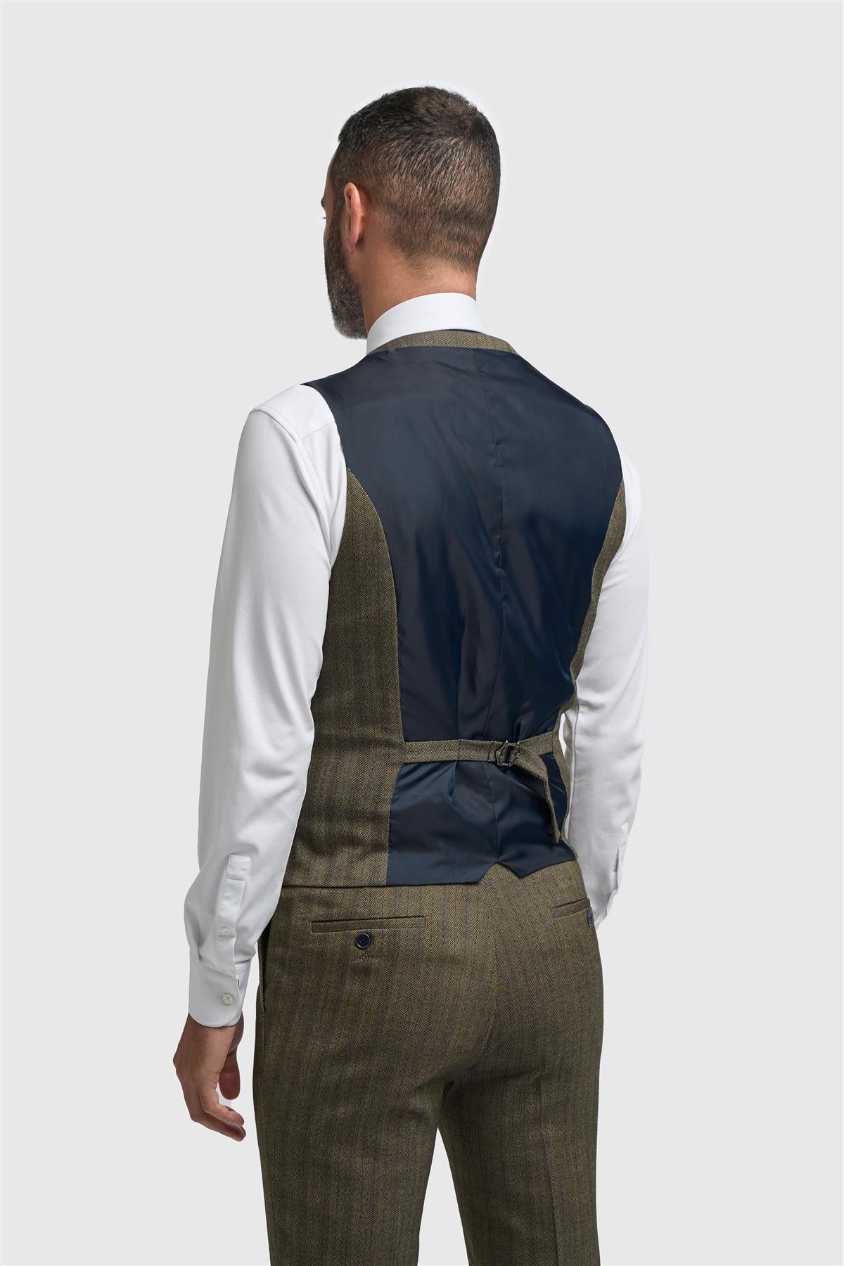 Damon - vīriešu olīvzaļa divrindu veste