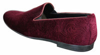 Elong DD0083 - vīriešu samta uzvelkamie Paisley raksta autovadītāja apavi, eleganti, ikdienas, vīna zili melni