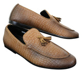 Elong DD0085 - vīriešu čūskas krokodilādas PU mokasīni, uzvelkami, ērti, vintage stilā