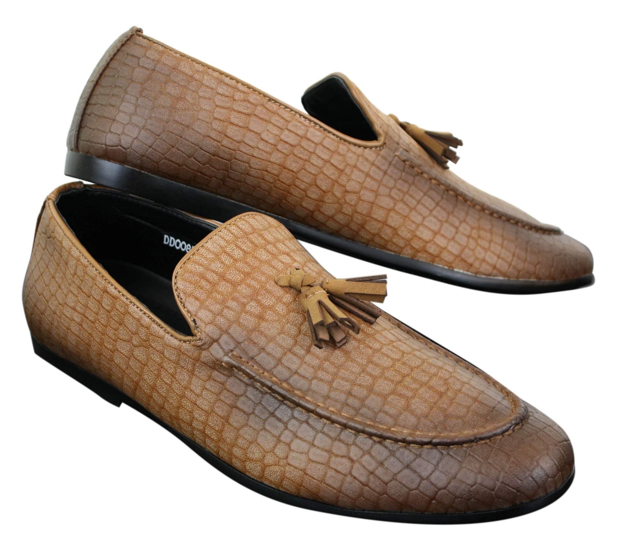 Elong DD0085 - vīriešu čūskas krokodilādas PU mokasīni, uzvelkami, ērti, vintage stilā