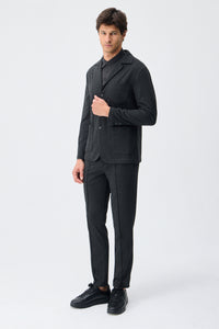 Vīriešu ogļu krāsas mīksta džersija žakete ar elegantu ikdienas jaku