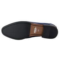 Vīriešu lakoti mokasīni ar pušķīšiem, zili