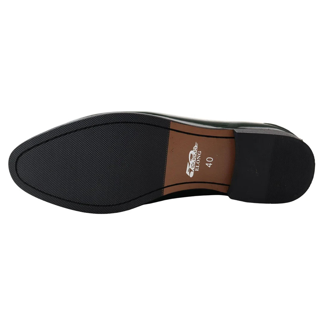 Vīriešu lakoti, zaļi mokasīni ar pušķīšiem uzslīdēšanai