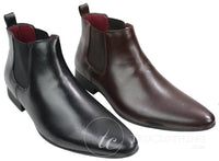 Vīriešu melni brūni ādas puszābaki ar itāļu stila šņorēm, Chesea dīlera auklām