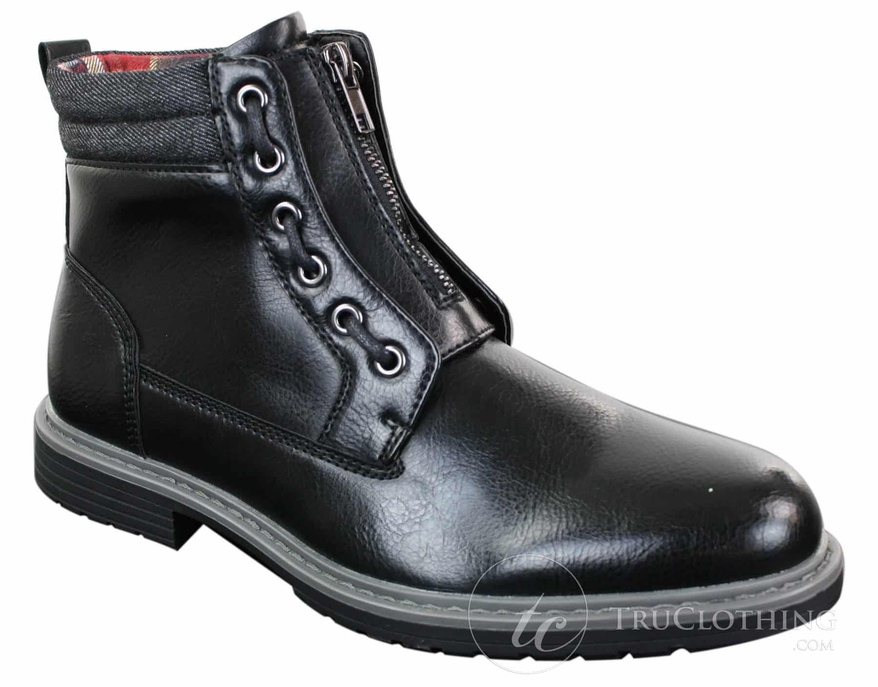 Elong EL0653 — vīriešu ikdienas pankroka gotu emo puszābaki ar rāvējslēdzēju, auklām, brūna, melna āda