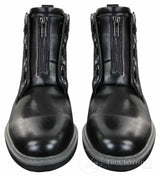 Elong EL0653 — vīriešu ikdienas pankroka gotu emo puszābaki ar rāvējslēdzēju, auklām, brūna, melna āda