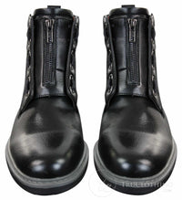 Elong EL0653 — vīriešu ikdienas pankroka gotu emo puszābaki ar rāvējslēdzēju, auklām, brūna, melna āda