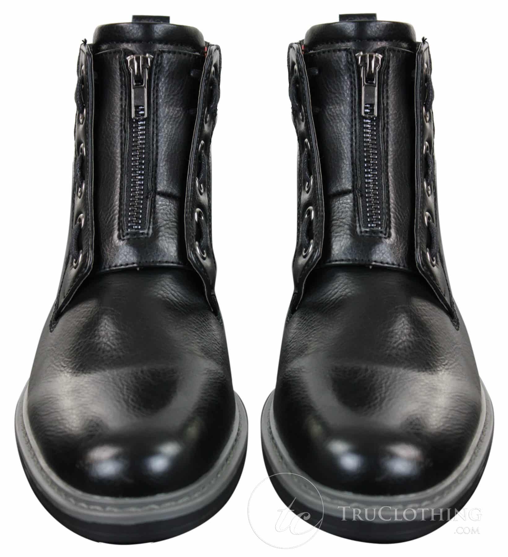 Elong EL0653 — vīriešu ikdienas pankroka gotu emo puszābaki ar rāvējslēdzēju, auklām, brūna, melna āda