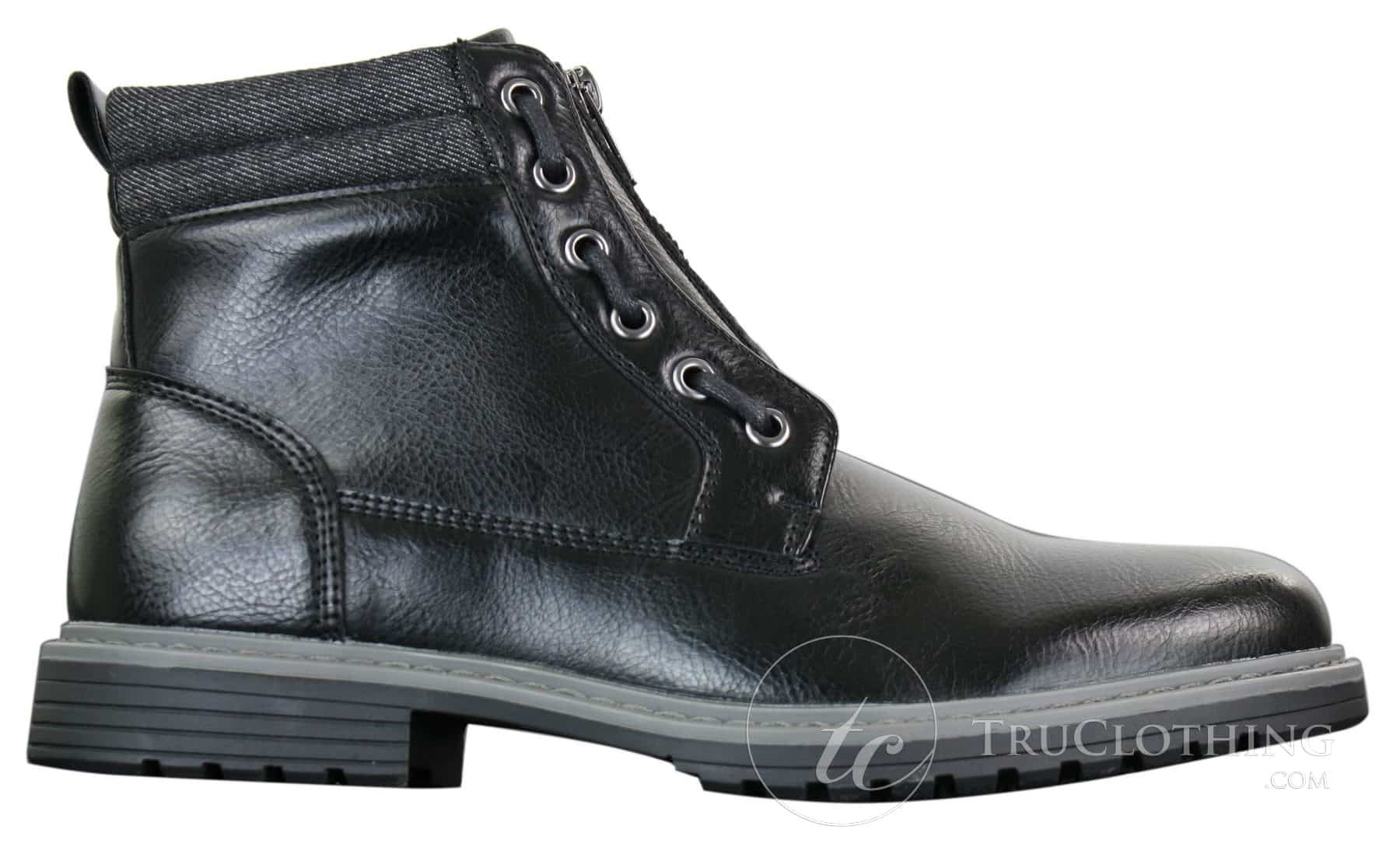 Elong EL0653 — vīriešu ikdienas pankroka gotu emo puszābaki ar rāvējslēdzēju, auklām, brūna, melna āda