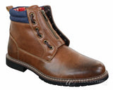 Elong EL0653 — vīriešu ikdienas pankroka gotu emo puszābaki ar rāvējslēdzēju, auklām, brūna, melna āda