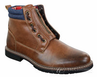 Elong EL0653 — vīriešu ikdienas pankroka gotu emo puszābaki ar rāvējslēdzēju, auklām, brūna, melna āda