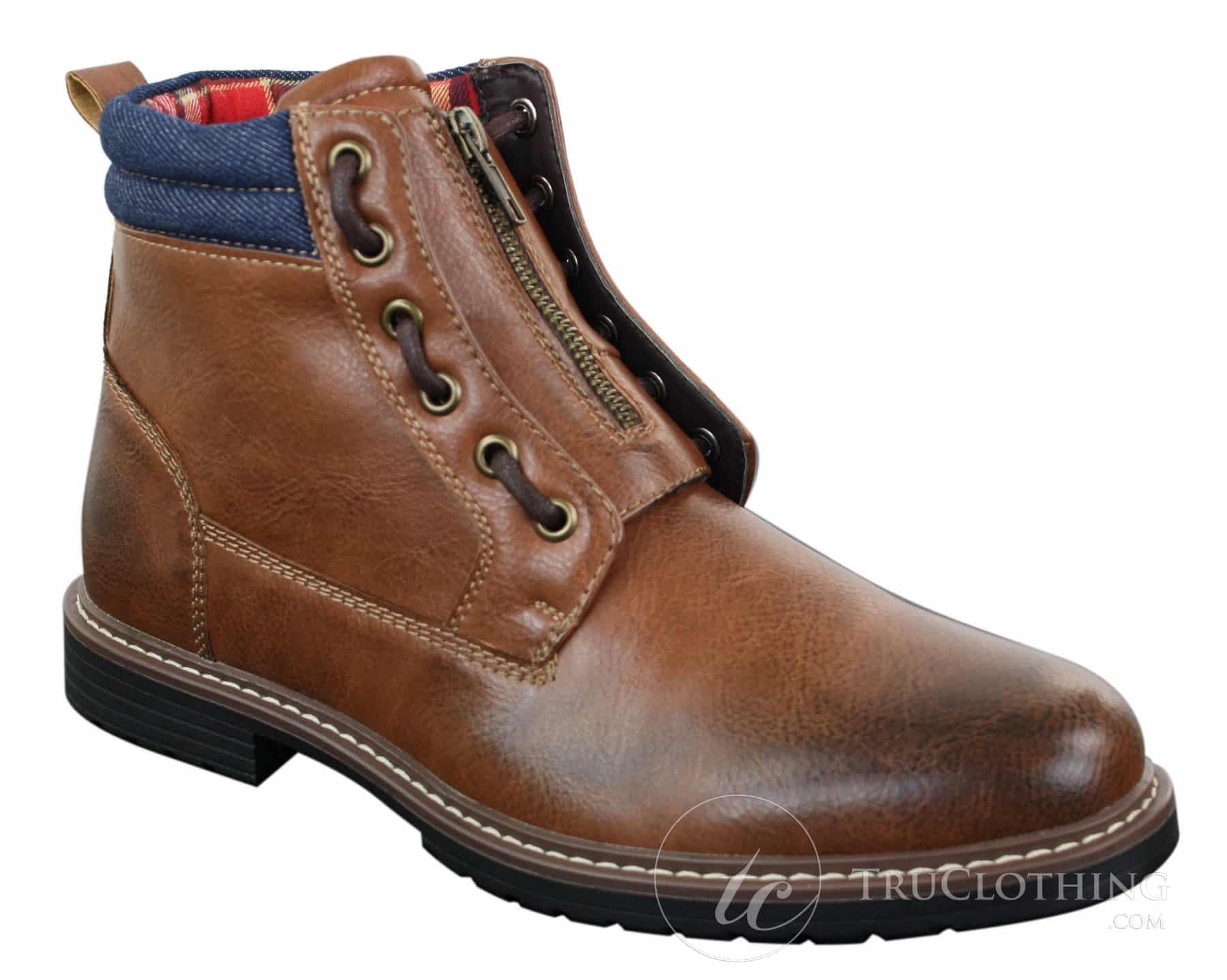 Elong EL0653 — vīriešu ikdienas pankroka gotu emo puszābaki ar rāvējslēdzēju, auklām, brūna, melna āda