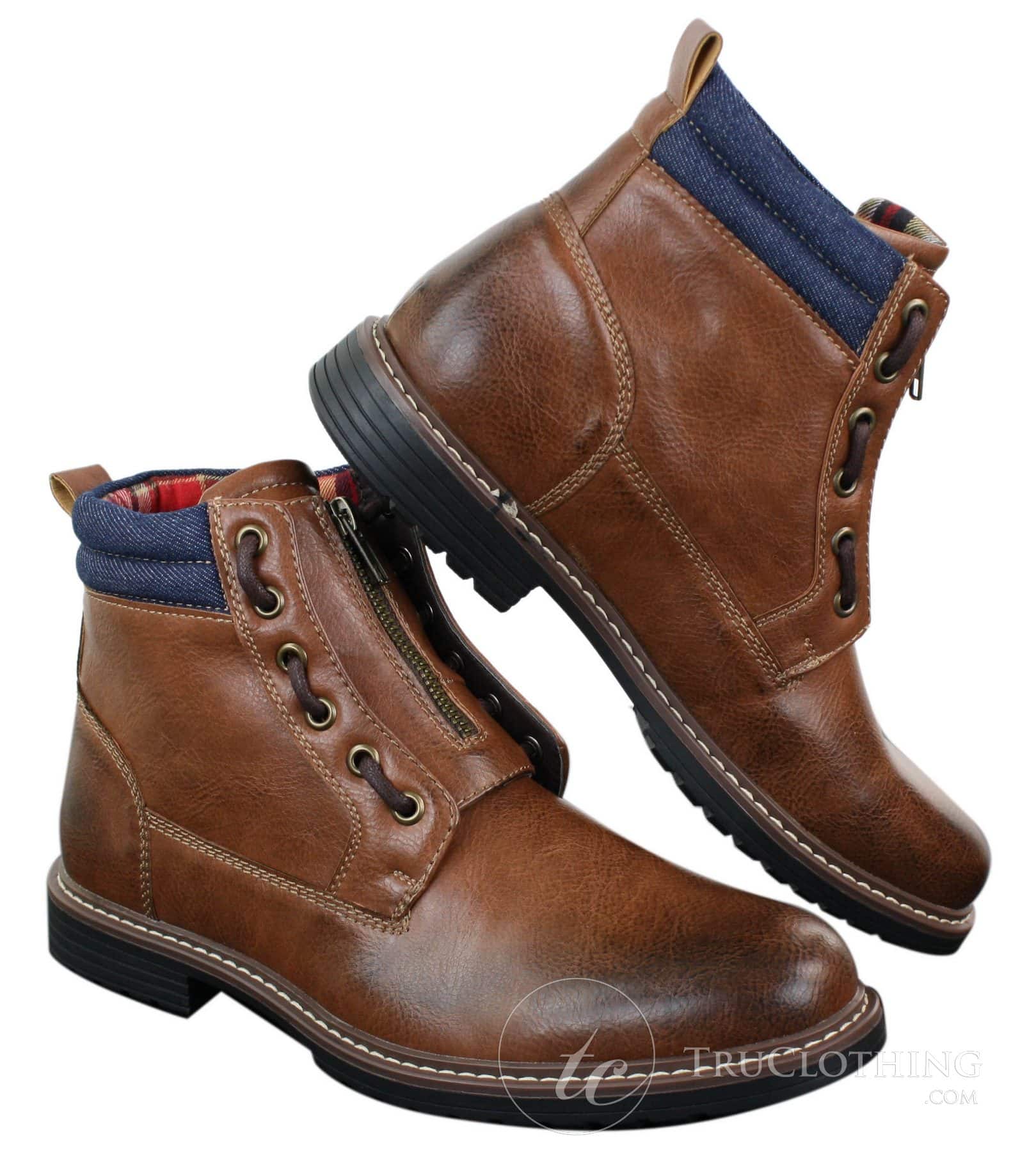 Elong EL0653 — vīriešu ikdienas pankroka gotu emo puszābaki ar rāvējslēdzēju, auklām, brūna, melna āda