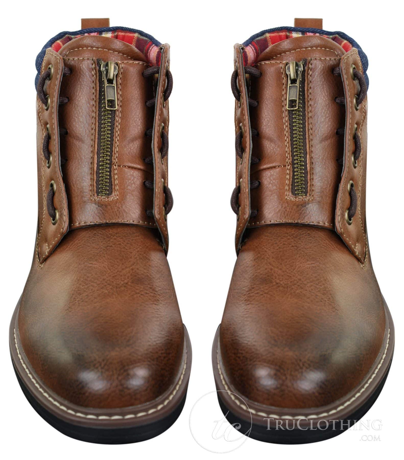 Elong EL0653 — vīriešu ikdienas pankroka gotu emo puszābaki ar rāvējslēdzēju, auklām, brūna, melna āda