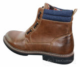 Elong EL0653 — vīriešu ikdienas pankroka gotu emo puszābaki ar rāvējslēdzēju, auklām, brūna, melna āda