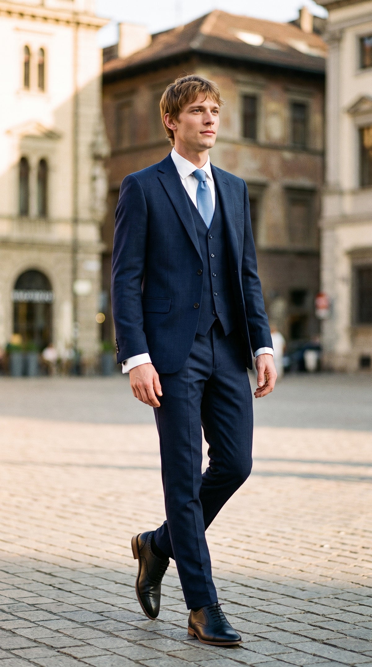 Look #822 styled with Džeimss - vīriešu tumši zils trīsdaļīgs vilnas uzvalks, pieguļošs