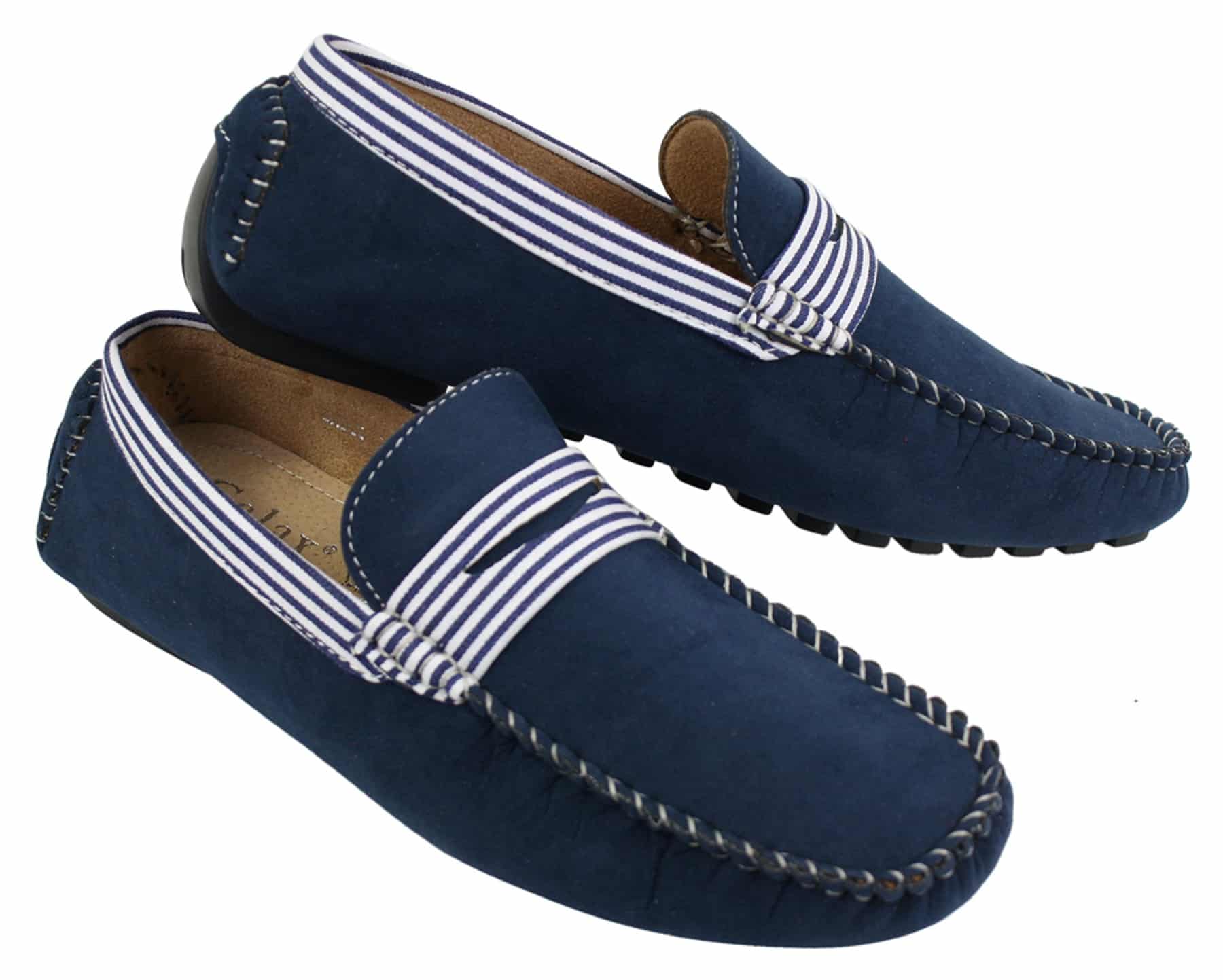 Vīriešu zamšādas klāja laivu apavi ar svītrām, uzvelkami vasaras, eleganti, ikdienas, itāļu stila
