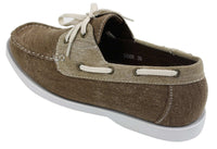 Vīriešu džinsa audekla retro stila mokasīnu laivu klāja apavi mazgāti tumši bēšā krāsā