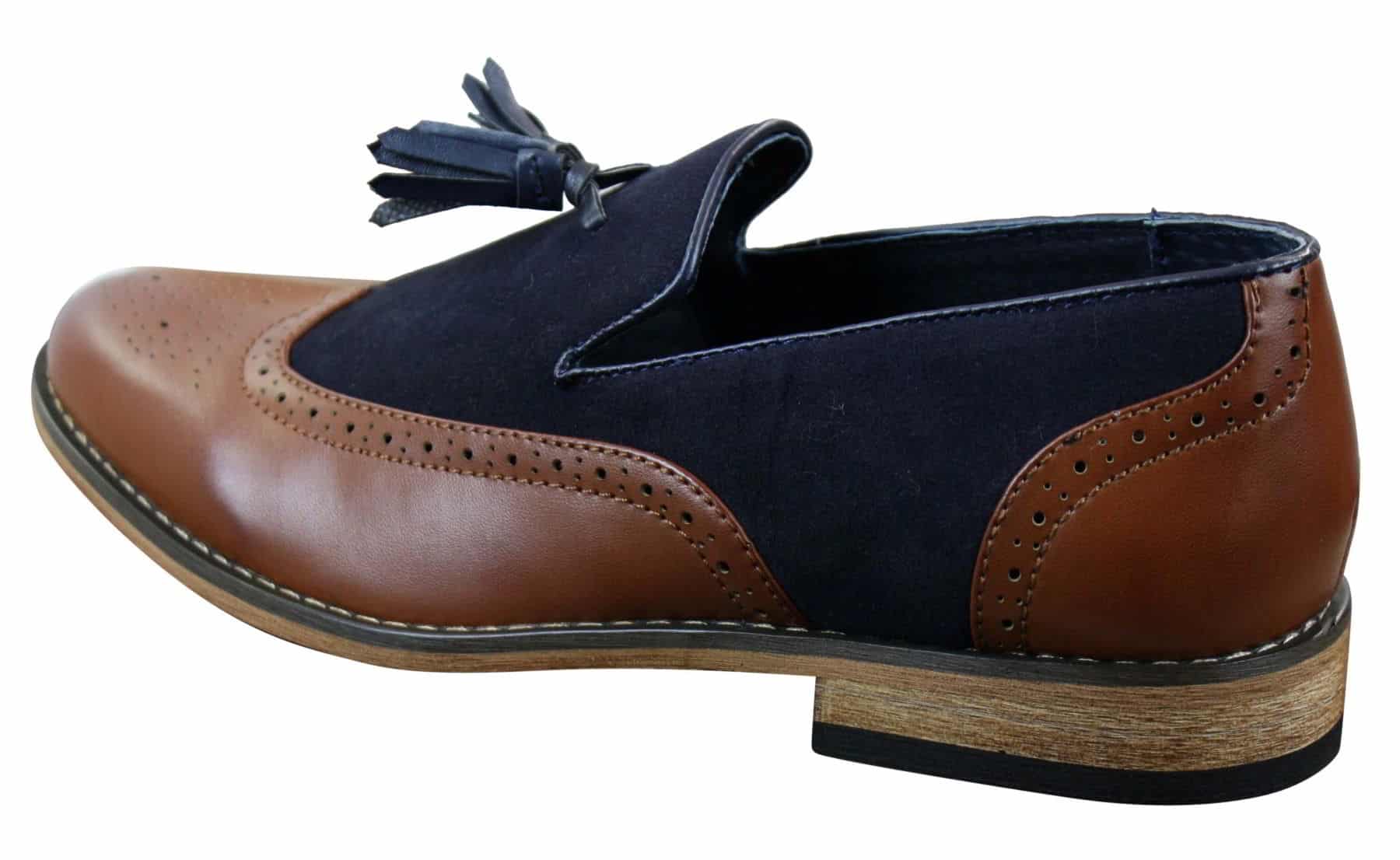 Vīriešu tvīda un ādas mokasīni braukšanas apaviem ar uzvelkamu dizainu, vintage retro stila apavi