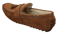 Vīriešu zamšādas brūnas, tumši zilas, pušķotas mokasīni, braukšanas apavi, mokasīni, uzvelkamas ādas