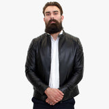 Happy Gentleman B110 - īsta melna ādas jaka vīriešiem - pieguļoša piegriezuma