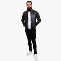 Happy Gentleman B110 - īsta melna ādas jaka vīriešiem - pieguļoša piegriezuma