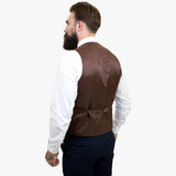 Happy Gentleman ELEGANTE vilnas trīsdaļīgs uzvalks ar kontrastējošu brūnu vesti