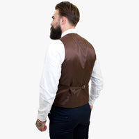 Happy Gentleman ELEGANTE vilnas trīsdaļīgs uzvalks ar kontrastējošu brūnu vesti