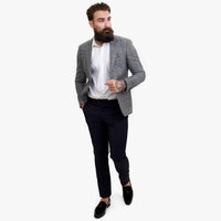 Happy Gentleman ELEGANTE vilnas trīsdaļīgs uzvalks ar kontrastējošu brūnu vesti