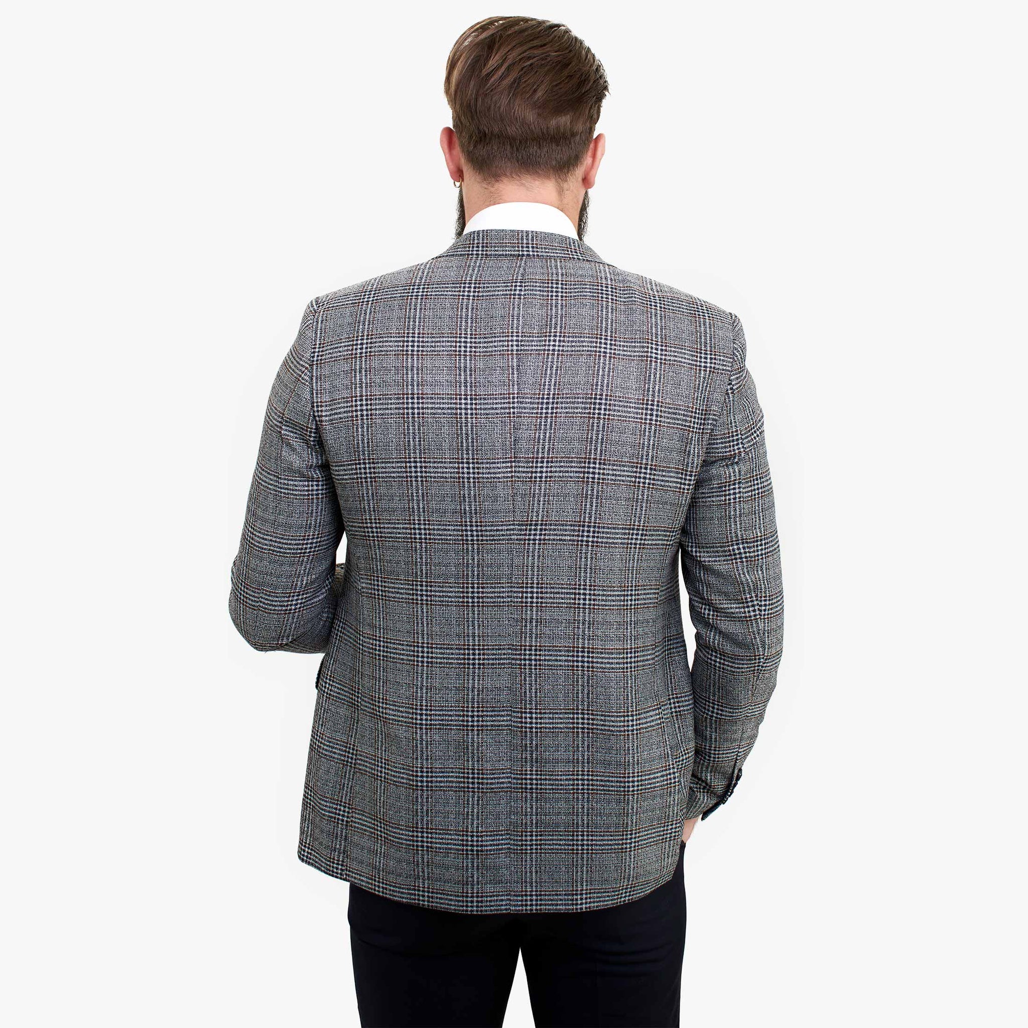 Happy Gentleman ELEGANTE vilnas trīsdaļīgs uzvalks ar kontrastējošu brūnu vesti