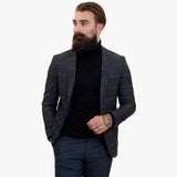 Happy Gentleman GRAZIE tumši zils vilnas trīsdaļīgs uzvalks ar kontrastējošu brūnu vesti