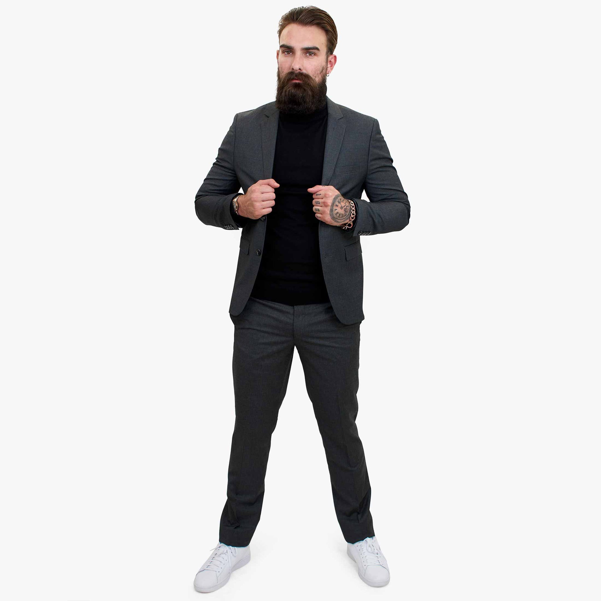 Happy Gentleman GRINGO pelēks trīsdaļīgs vilnas uzvalks