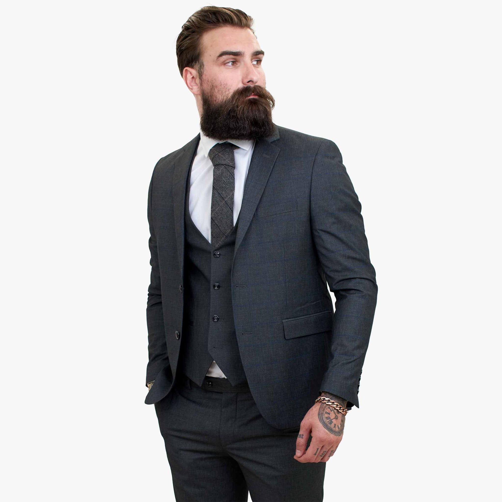 Happy Gentleman GRINGO pelēks trīsdaļīgs vilnas uzvalks
