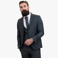 Happy Gentleman GRINGO pelēks trīsdaļīgs vilnas uzvalks