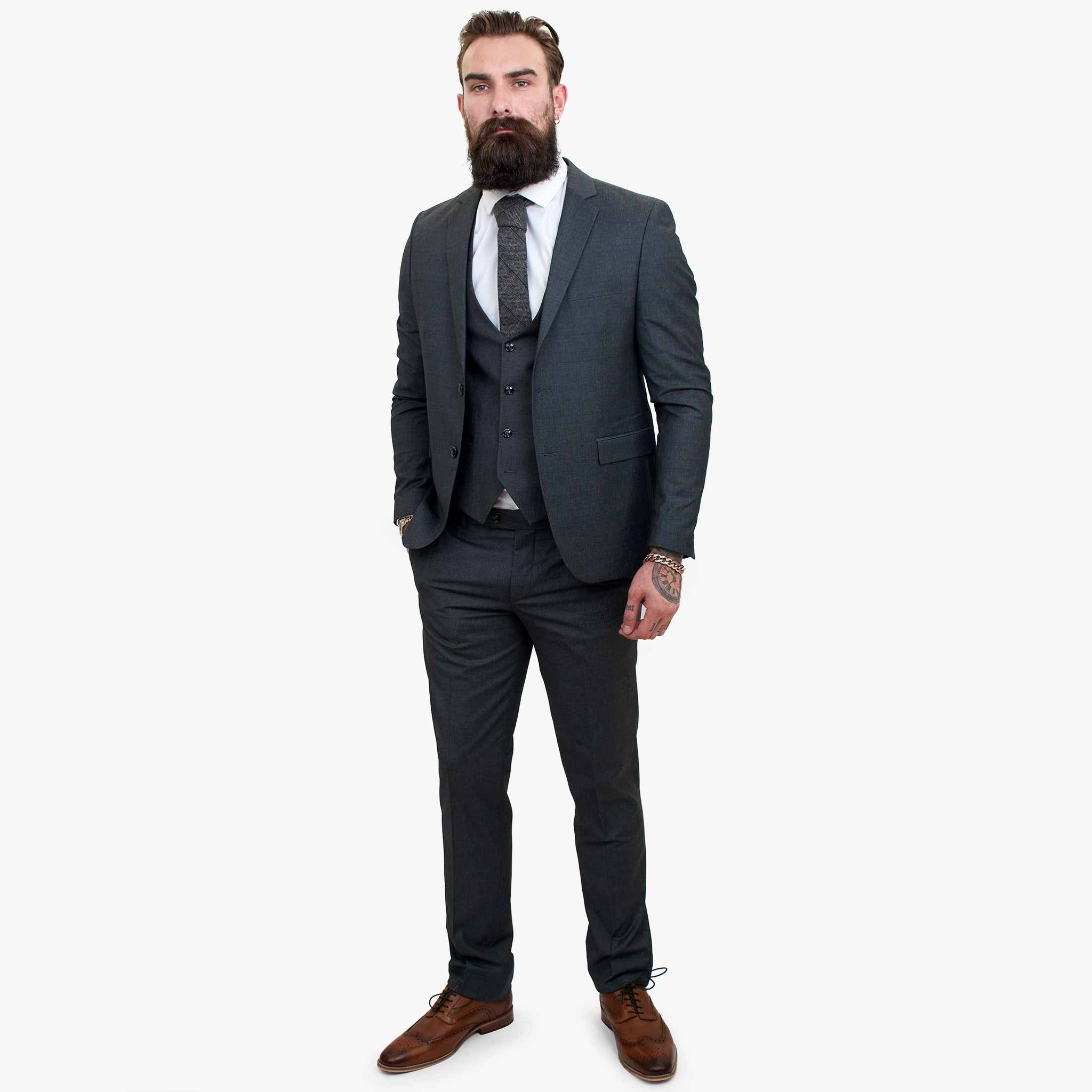 Happy Gentleman GRINGO pelēks trīsdaļīgs vilnas uzvalks