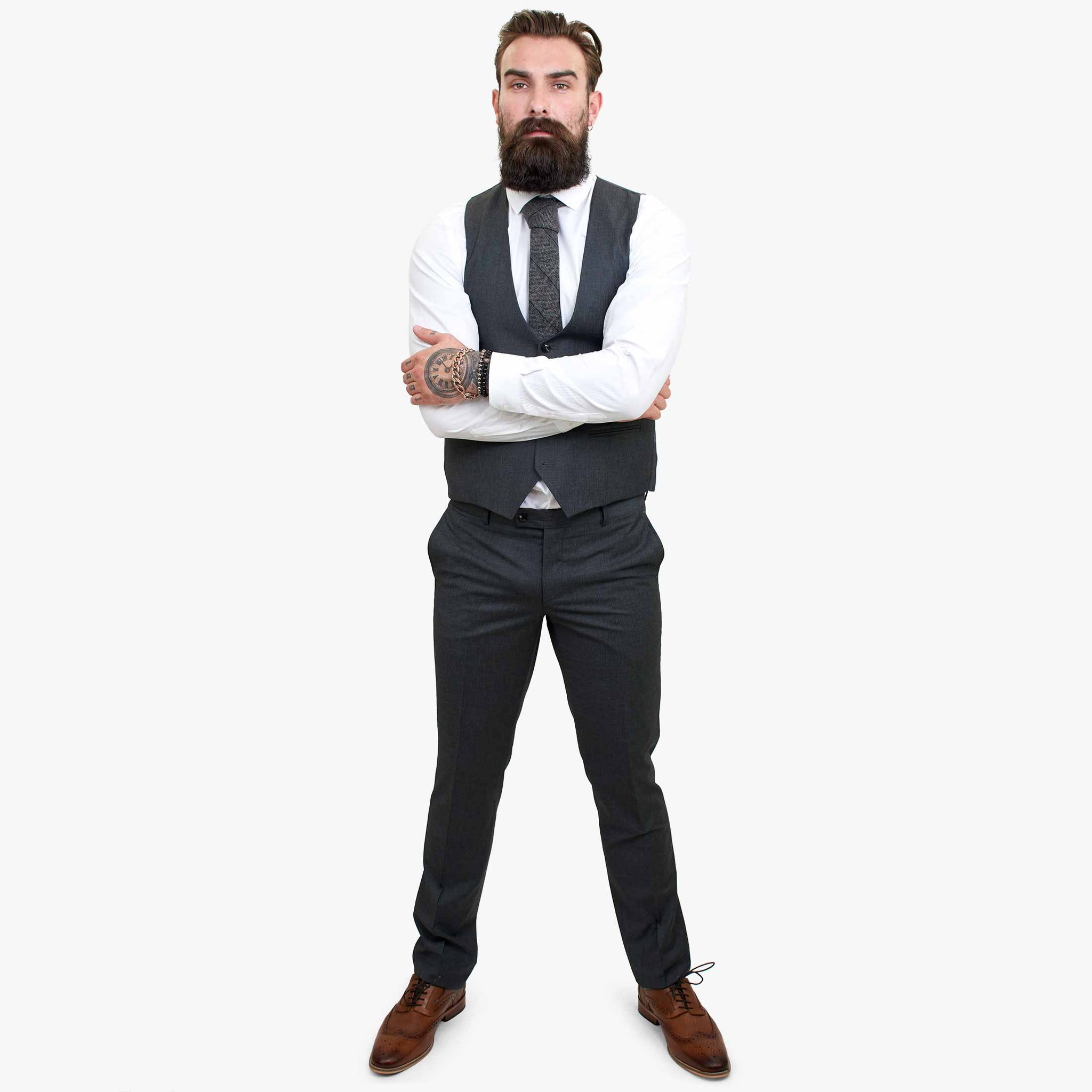Happy Gentleman GRINGO pelēks trīsdaļīgs vilnas uzvalks