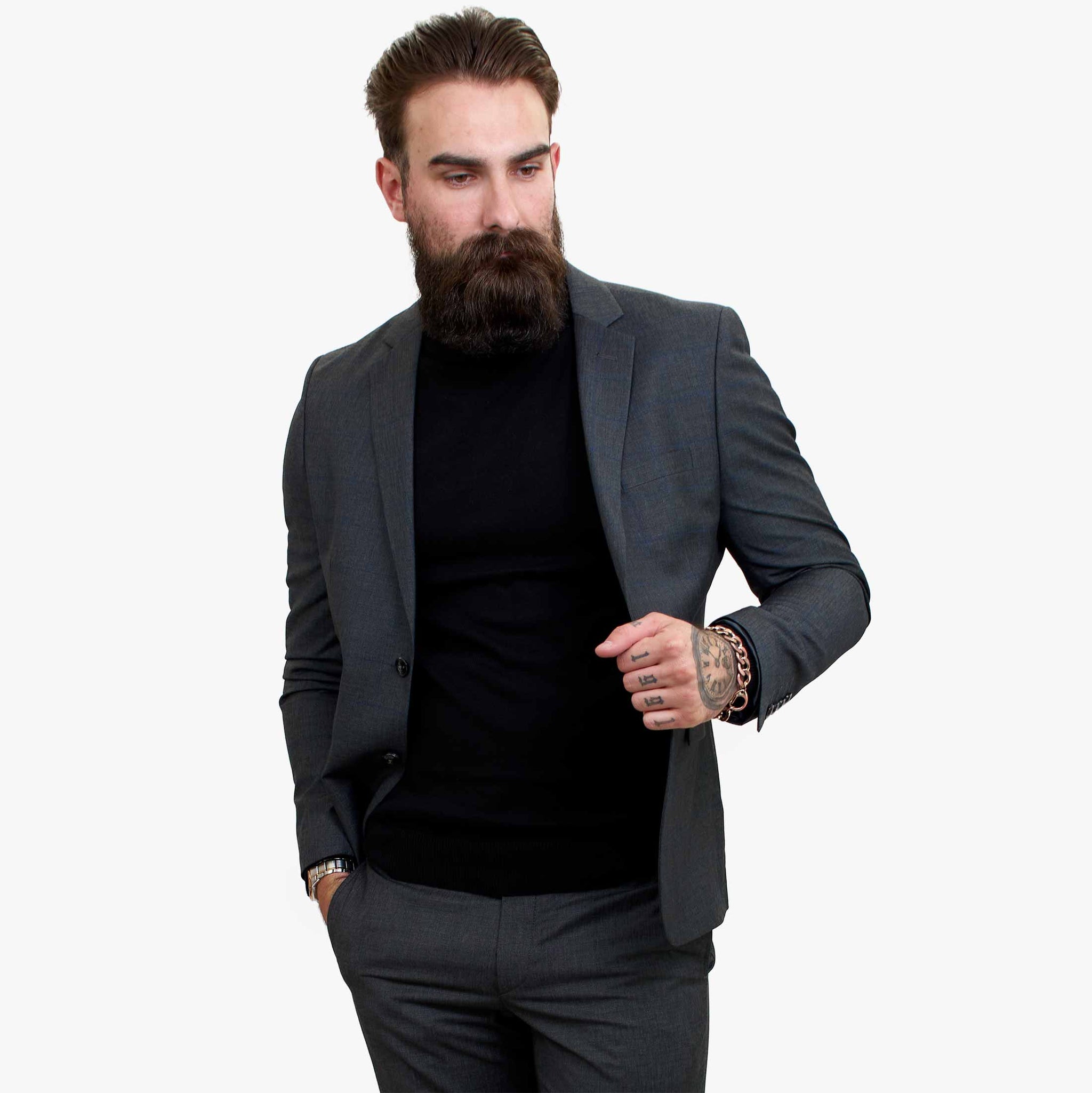 Happy Gentleman GRINGO pelēks trīsdaļīgs vilnas uzvalks
