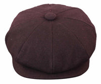 HT6363 - vīriešu vintage tvīda Newsboy Peaky Blinders cepure - brūna/vīna krāsā