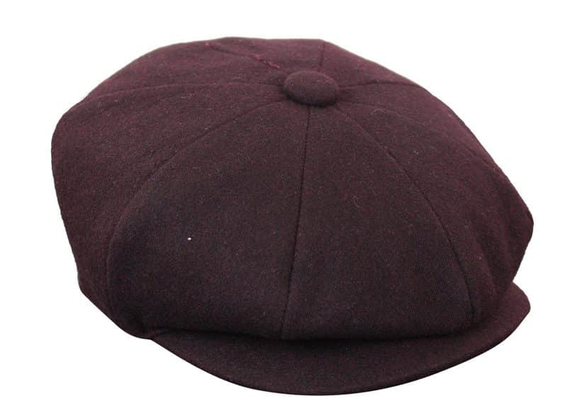 HT6363 - vīriešu vintage tvīda Newsboy Peaky Blinders cepure - brūna/vīna krāsā