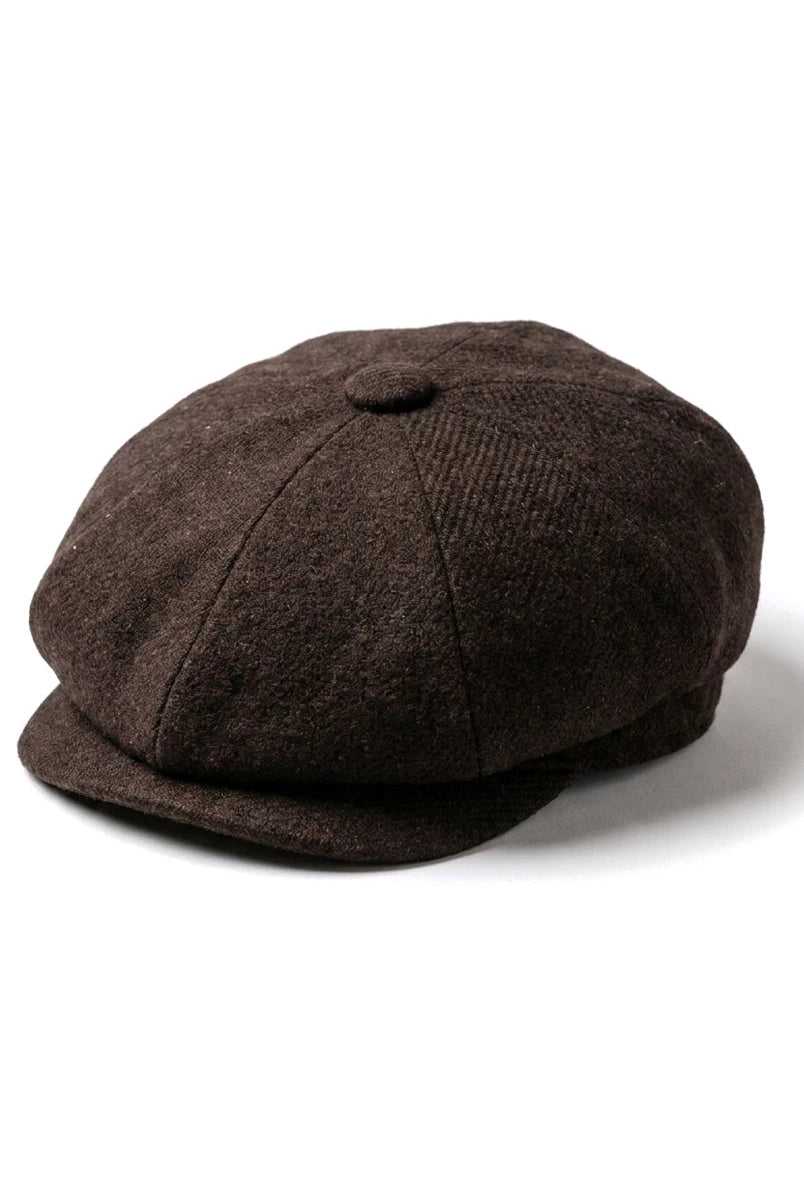HT6363 - vīriešu vintage tvīda Newsboy Peaky Blinders cepure - brūna/vīna krāsā