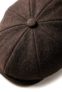 HT6363 - vīriešu vintage tvīda Newsboy Peaky Blinders cepure - brūna/vīna krāsā