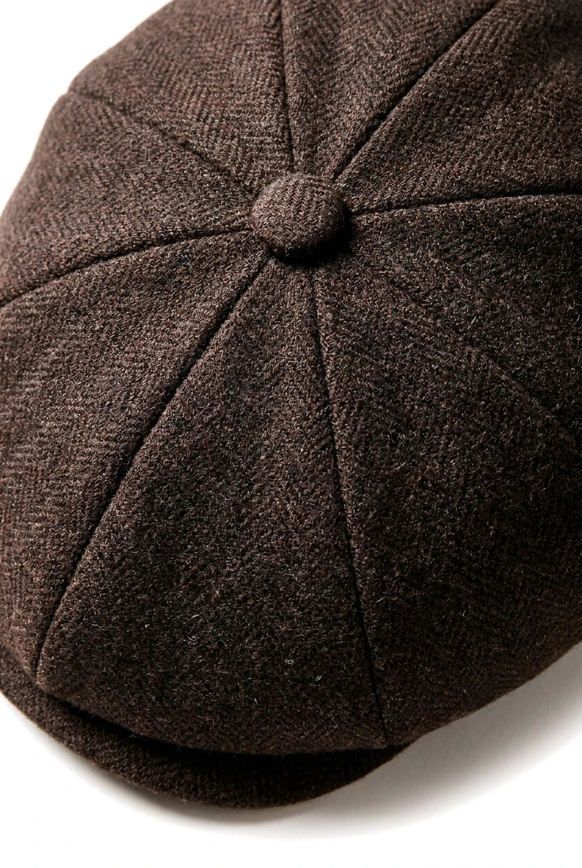 HT6363 - vīriešu vintage tvīda Newsboy Peaky Blinders cepure - brūna/vīna krāsā
