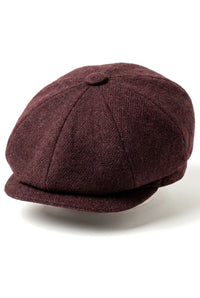 HT6363 - vīriešu vintage tvīda Newsboy Peaky Blinders cepure - brūna/vīna krāsā
