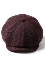 HT6363 - vīriešu vintage tvīda Newsboy Peaky Blinders cepure - brūna/vīna krāsā