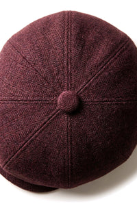HT6363 - vīriešu vintage tvīda Newsboy Peaky Blinders cepure - brūna/vīna krāsā